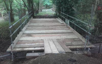 Photos of recent work – bridge scaffold over bridleway at Pyrford